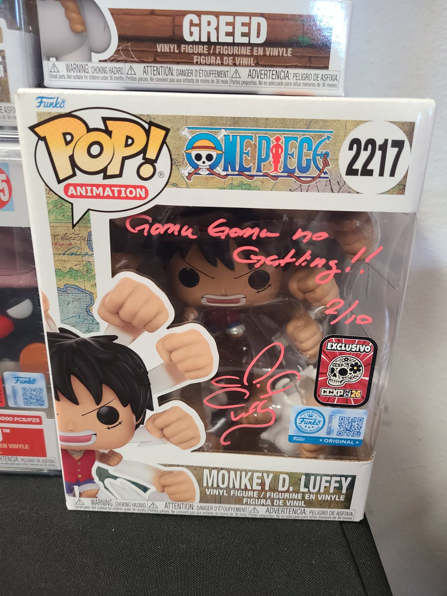2217 One Piece Pop! Monkey D. Luffy (Gum Gum Gatling) Signed Certified