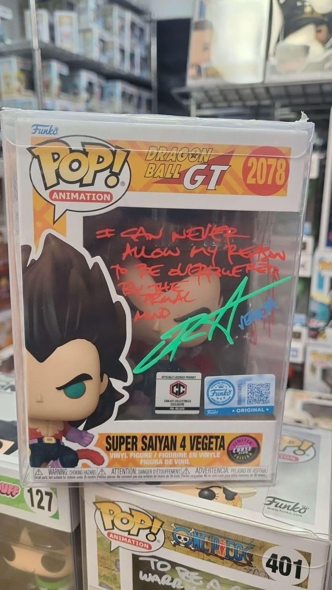 2078 Dragon Ball: Super Saiyan 4 Vegeta (Flocked) Chase signed by Chris Sabat 9/10